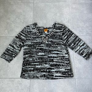 Ruby Rd. Women XL 3/4 Sleeve Black and White